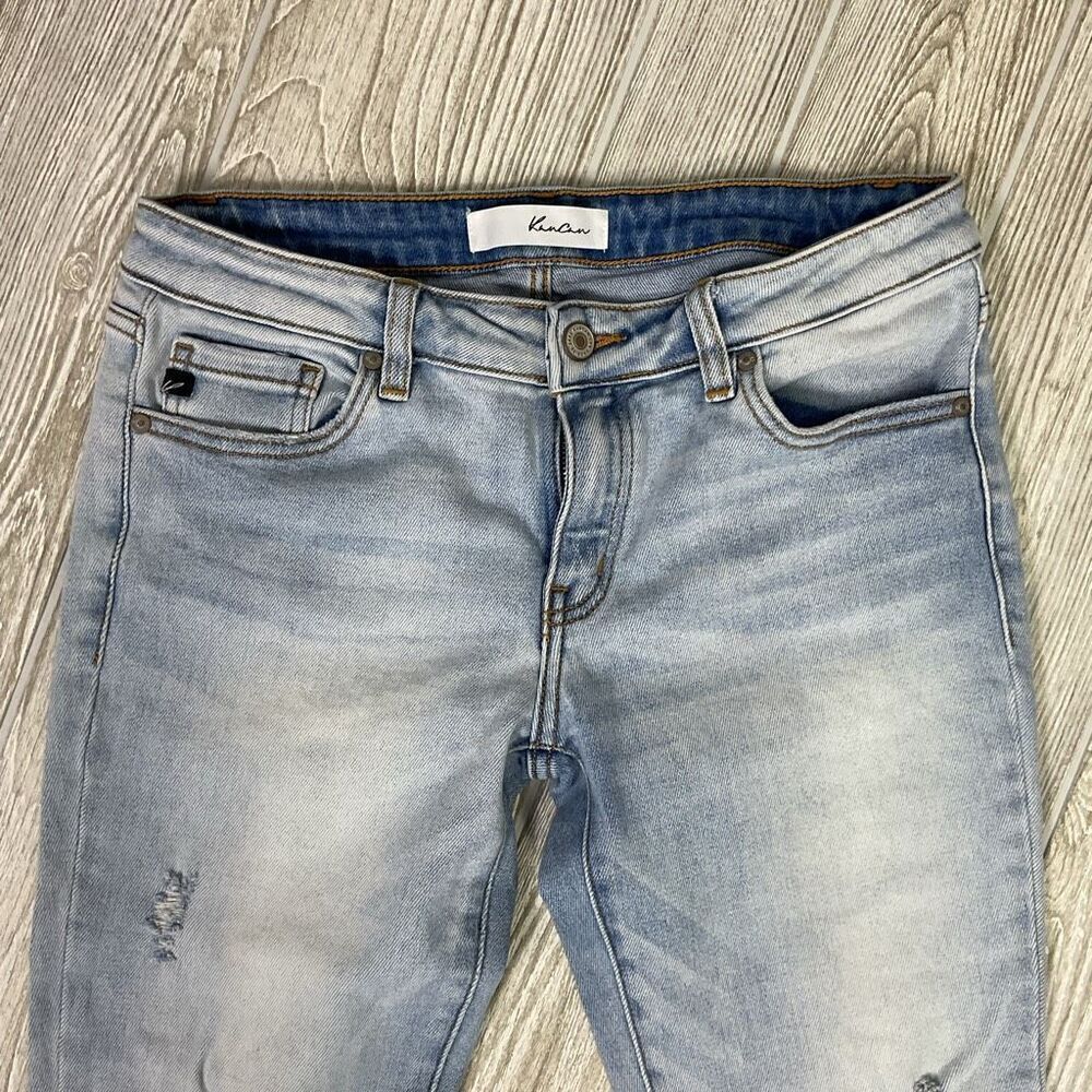 KanCan Distressed Ankle Skinny Jeans Women’s 9/28 Raw Hem Light Wash #KC8392 - Picture 3 of 10